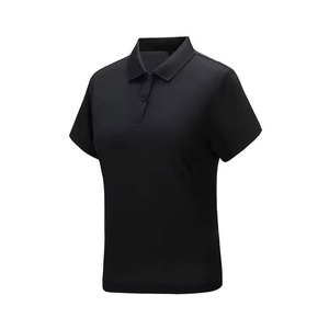 เสื้อโปโลผู้หญิงสีพื้น แขนสั้น ลำลอง ผ้าถัก โพลีเอสเตอร์ 100% ทรงปกติ สีดำ - Product Image 2