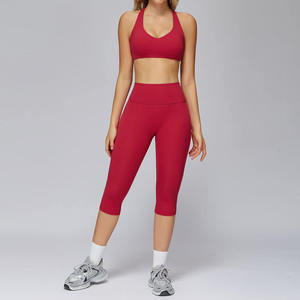 2026 Yoga Fitness Workout Gym Active Custom Logo Sports Bra With Flare Leggings <b>Set</b> for Woman - Product Image 2