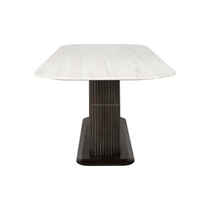 Modern Minimalist <b>Dining</b> <b>Table</b> Set with 6 Upholstered Chairs Marble <b>Top</b> Midcentury Design for Home Furniture - Product Image 3