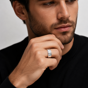 925 <b>Sterling</b> <b>Silver</b> Princess Cut Cubic Zirconia Band <b>Ring</b> for <b>Men</b> Wedding Party Gift High Polish Finish - Product Image 1