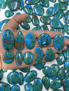 Natural Chrysocolla Loose Gemstones Cabochon Well Polished Flat <b>Back</b> <b>Silver</b> Jewelry Making Green & Blue - Product Image 5