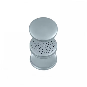 Boîte à aiguilles ronde en acier inoxydable avec base perforée pour stérilisation et stockage chirurgical, bac de stérilisation d'aiguilles DE-2691 - Product Image 1