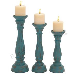 Portavelas artístico de madera de mango macizo de diseño elegante recién llegado, portavelas de lavado blanco, Juego de 3 para todo tipo de decoración - Product Image 1