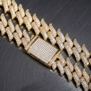 Collier pour homme style rappeur 20MM, serti de diamants Moissanite, en argent 925, style Hip Hop, disponible à la vente - Product Image 5