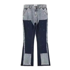 Pantalon en jean bleu évasé taille mi-haute pour homme avec logo personnalisé – Meilleur design, style décontracté, hip-hop, ample et tendance - Product Image 2