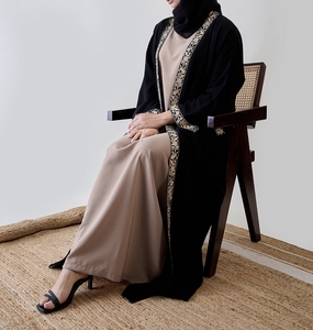 Wholesale Beautiful Dubai Women Abaya Traditional Islamic Muslim Clothing & <b>Accessories</b> <b>Floor</b> Length Front Open Long Sleeves - Product Image 3