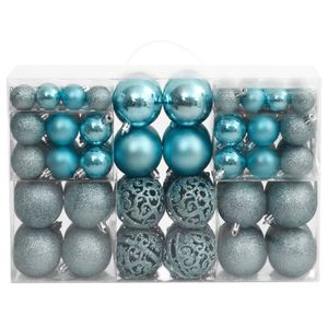 Juego de 100 Adornos Navideños de Poliestireno Turquesa, Paquete Variado para Decoración de Árboles y Esferas - Product Image 2