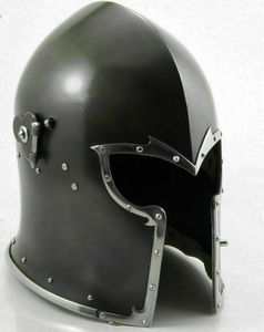 Casco de Caballero Medieval Tipo Sugarloaf, Casco Grande de Acero, Plateado y Pulido, Grabado Metálico, Armadura para Recreación Histórica - Product Image 2