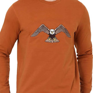Sudadera de Cuello Redondo Color Naranja para Hombre con Diseño de Águila Bordado, Corte Regular, Informal, de Punto, de Algodón, para Otoño - Product Image 6