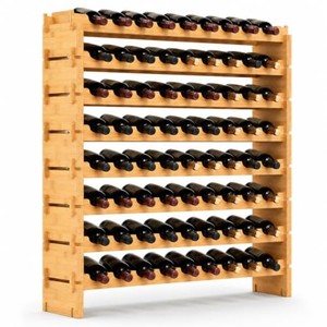 Porte-vin rectangulaire géométrique en teck en gros - Pièce d'art moderne faite à la main et écologique à bas prix - Product Image 1