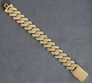<b>Mens</b> 925 Sterling <b>Silver</b> Cuban Bracelet With Brilliant Moissanite Accents 18mm Wide Link Wrist Chain <b>For</b> Stylish Everyday Wear - Product Image 5