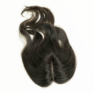 Topper de cheveux naturels ondulés en cheveux humains, base en soie et dentelle mono, postiche à clipser, extensions capillaires pour femmes souffrant de cheveux clairsemés - Product Image 1