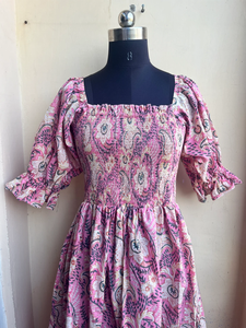 Vestido Indio de Algodón Estampado a Mano, 100% Algodón, Vestido Largo con Cuello Cuadrado, Estilo Casual, Vestido Túnica Indio Bordado - Product Image 2