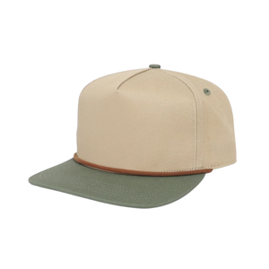 High Quality Vintage Canvas Two Tone Camp <b>Cap</b> with Rope Custom Logo Snapback Hat Structured <b>Flat</b> Brim Made in Vietnam - Product Image 2
