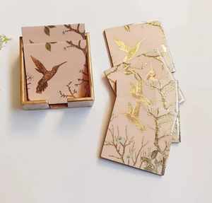 Juego de posavasos Meena con diseño floral, posavasos cuadrados planos hechos a mano para decoración del hogar por blossom craft india - Product Image 1
