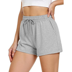 Pantalones Cortos de Felpa para Gimnasio de Mujer, Cintura Alta, con Cordón y Bolsillos, Mezcla de Algodón Suave Cepillado, Dobladillo con Puño, Ropa de Invierno para Descansar - Product Image 2