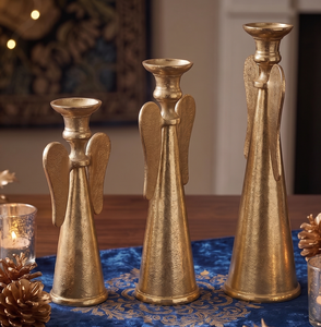 Support de bougie décoratif tendance, porte-bougie votif en métal, ornement d'ange élégant au design raffiné - Product Image 6