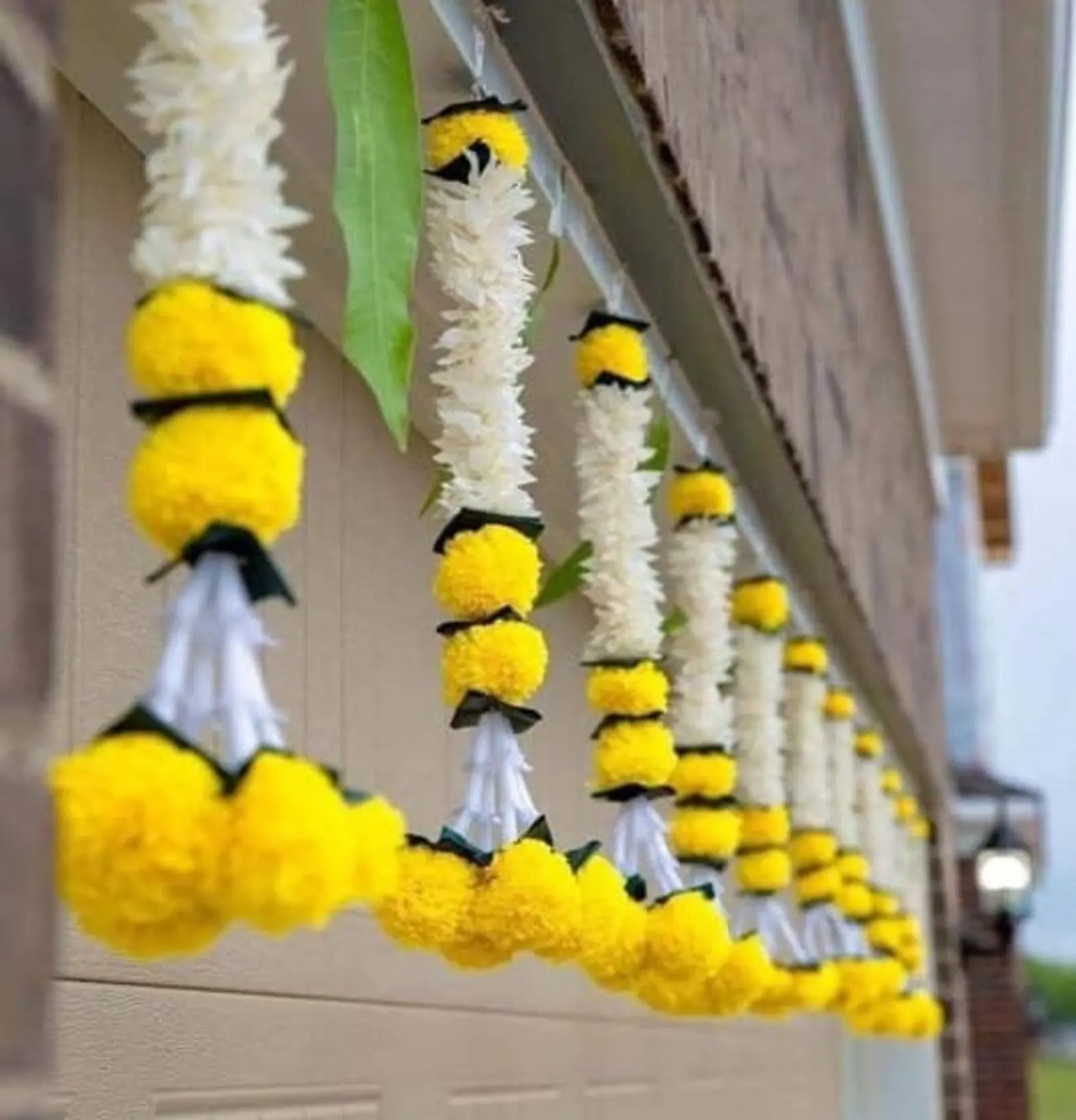 Wholesale 10 Pc Artificial White Marigold Flower decor Garland Wedding Indian 