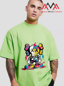 Camiseta Verde Lima de Algodón Vietnamita de Manga Corta con Estampado Frontal (Estampado Gráfico) Estilo Casual Urbano Ecológico - Product Image 4