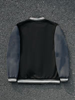 Blouson universitaire noir pour homme, motifs imprimés LA City Angels, style streetwear hivernal, design vintage, logo floqué sur le devant