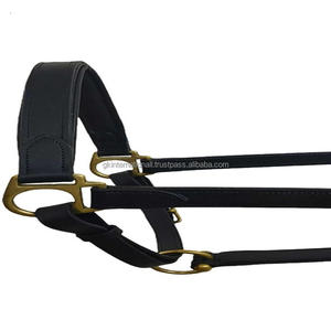 Bridon de cheval en cuir sur mesure, licol d'équitation de course, confortable, rembourré, en cuir anglais noir - Product Image 5