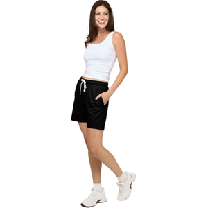 Women's <b>High</b> <b>Waist</b> Cotton Knitted Shorts Solid Color Drawstring Casual Breathable Short <b>Pants</b> - Product Image 2