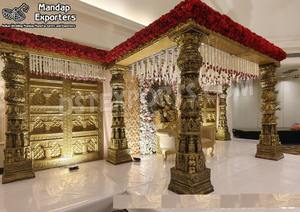 ห้องจัดเลี้ยงงานแต่งงานแบบคลาสสิกสไตล์อินเดียใต้ ทรีวีนี มันดาป  แบบวัดอินเดียใต้  พร้อมบริการตกแต่งตามสั่งด้วยวัสดุไฟเบอร์  มันดาปัมสำหรับงานแต่งงานในสหรัฐอเมริกา - Product Image 6