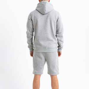 Ensemble deux pièces personnalisé pour homme : sweat à capuche zippé et short, survêtement délavé à l'acide avec broderie effet vieilli, respirant - Product Image 2