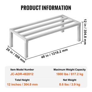 Scaffalatura Commerciale per Alimenti 48FT X 20FT 12FT, Capacità 1800 Libbre, Scaffale in Alluminio Saldato per Stoccaggio e Trasporto - Product Image 2