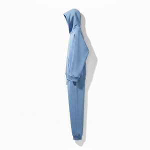Sweat-shirt à capuche et pantalon de survêtement en molleton bleu doux en coton personnalisé unisexe pour homme, style streetwear - Product Image 3