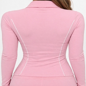 Ensemble de survêtement pour femme, pantalon évasé slim fit, fermeture éclair, vêtements de sport, yoga, gym, extensible, confortable. - Product Image 5