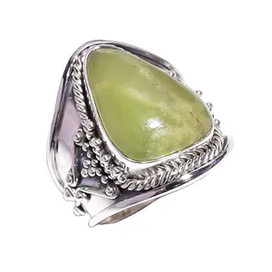 Actual Fancy Shape Bezel Transvaal Jade 925 Sterling Silver Ring、925 Sterling Silver Jewelry、925 Wholesale Silver Jewelry