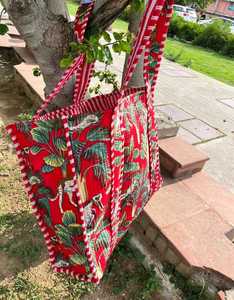 Top Selling Black Leopard Cheetah Animal Printed Cotton Kantha Quilted Storage Tote <b>Bag</b> Women Shoulder Travel Carrying Handbag S - Product Image 6