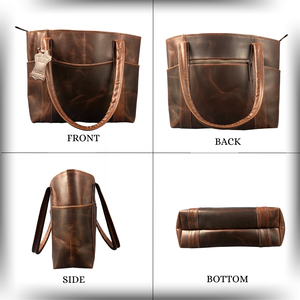 Madosh Womens Brown Genuine Leather Office Laptop <b>Bag</b> Lightweight Vintage Style <b>Shoulder</b> <b>Strap</b> - Product Image 2