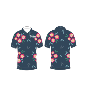 เสื้อโปโลชายลายดอกไม้สีกรมท่า พิมพ์ลายทั้งตัว แขนสั้น สไตล์ลำลอง สำหรับเล่นกอล์ฟ - Product Image 3