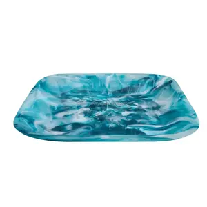 Bandeja de servicio de resina epoxi de lujo de diseño desechable para uso doméstico a un precio razonable Tendencia de color negro/blanco - Product Image 2