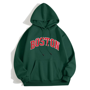 Sweat-shirt unisexe personnalisé style universitaire Boston en molleton épais avec imprimé rétro et épaules tombantes - Product Image 4