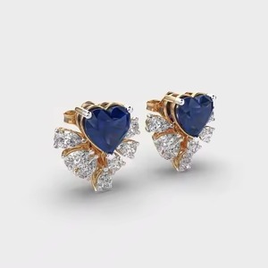 Women's <b>Hoop</b> <b>Earrings</b> in 10k Yellow Gold with Moissanite Heart And Pear Shape Diamond Trendy Jewelry IGI Certified <b>Silver</b> Plated - Product Image 1