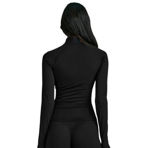 Women's Black Long Sleeve Jacket High Neck Fitted Activewear Gym Workout Sports <b>Top</b> Slim Fit Athletic Jacket Custom OEM Apparel - Product Image 2