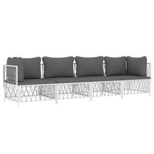 Set Lounge da Giardino Bianco e Grigio Scuro - Product Image 3