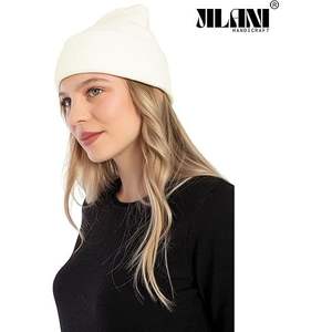 High Quality Women's for Cream <b>Slouchy</b> <b>Beanie</b> <b>Hat</b> Fashionable Woolen Cotton Autumn Beach Scene Print Free Size - Product Image 2