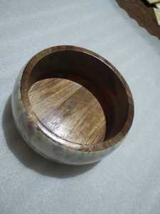 Bol à salade en bois imprimé émail avec cuillère, ensemble de vaisselle artistique fait main pour fruits, salades, collations, desserts, repas - Product Image 5