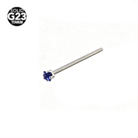 Boucles d'oreilles en titane ASTM F136 avec zircon taillé, anneau de nez queue de poisson à 4 griffes avec zircon carré, bijoux de corps pour piercing nasal