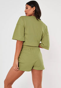 Ensembles loungewear pour femmes, ensemble 2 pièces, t-shirt et short cycliste, logo personnalisé, chemises en coton de haute qualité, vêtements pour femmes, ensembles de shorts - Product Image 6