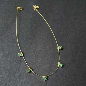 Green AD Stone Floral Invisible Chain Fine Jewelry Set - Product Image 1
