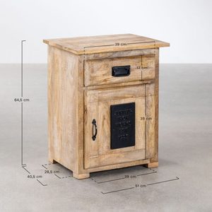 Mango Wood Nightstand <b>Side</b> <b>Table</b> Brown Bedside Cabinet Drawer <b>Storage</b> Cabinet for Bedroom Living Room - Product Image 3