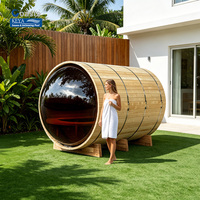 Sauna de Barril Panorámica de Lujo con Cristales, Certificación ETL, Control Inteligente por WiFi, Cabina de Spa para Jardín, Venta al por Mayor Directa de Fábrica