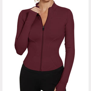 Veste de sport pour femme à demi-zip, manches longues, logo personnalisé, vente en gros, hauts courts de jogging et yoga, vêtements de fitness à capuche pour l'hiver - Product Image 4
