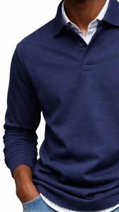 Polo pour homme 100 % coton, personnalisable avec logo, haute qualité, manches longues, respirant, infroissable, style uni - Product Image 5