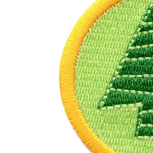 Parche Bordado Circular de Árbol Termoadhesivo de Fieltro No Tejido Verde con Borde Amarillo para Regalos - Product Image 2